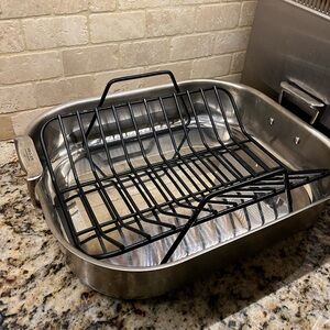 Premium Stainless Steel Roasting Pan with Black Rack